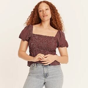 J. Crew Squareneck smocked blouse Size Small